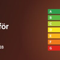 Nya ekodesignkrav för eldstäder tidigast 1 januari 2028 – illustration med energiskala A till G